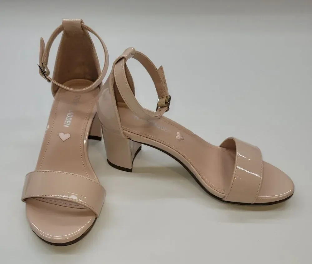 Steve Madden Kids JCarrson Nude Patent Block Heel Dress Sandals Girls Size 1